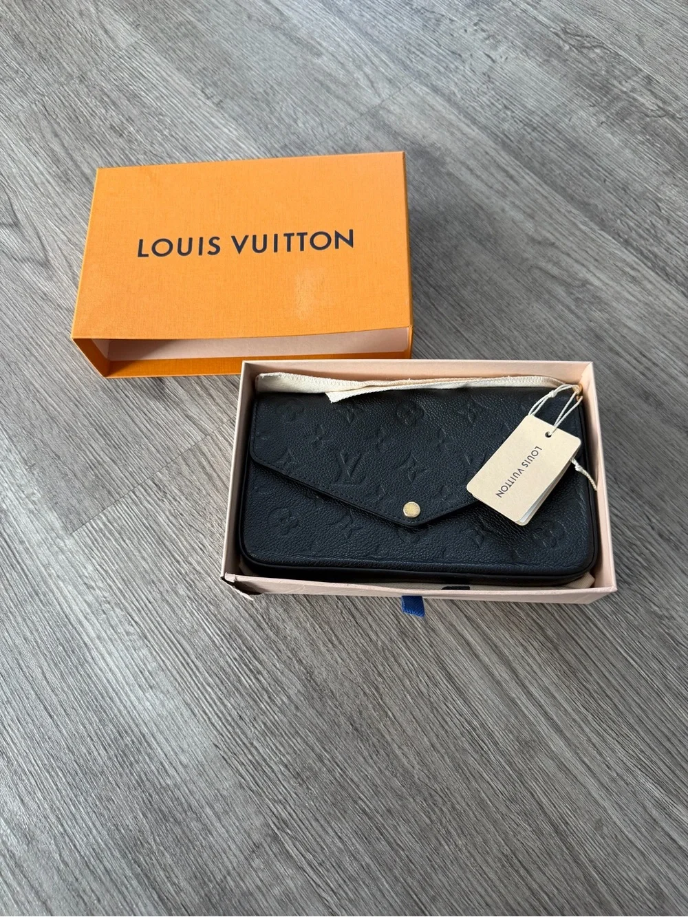 Louis Vuitton Pochette Felicie Black Empreinte Leather Bag